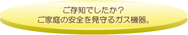 ご存知でしたか？ご家庭の安全を見守るガス機器。