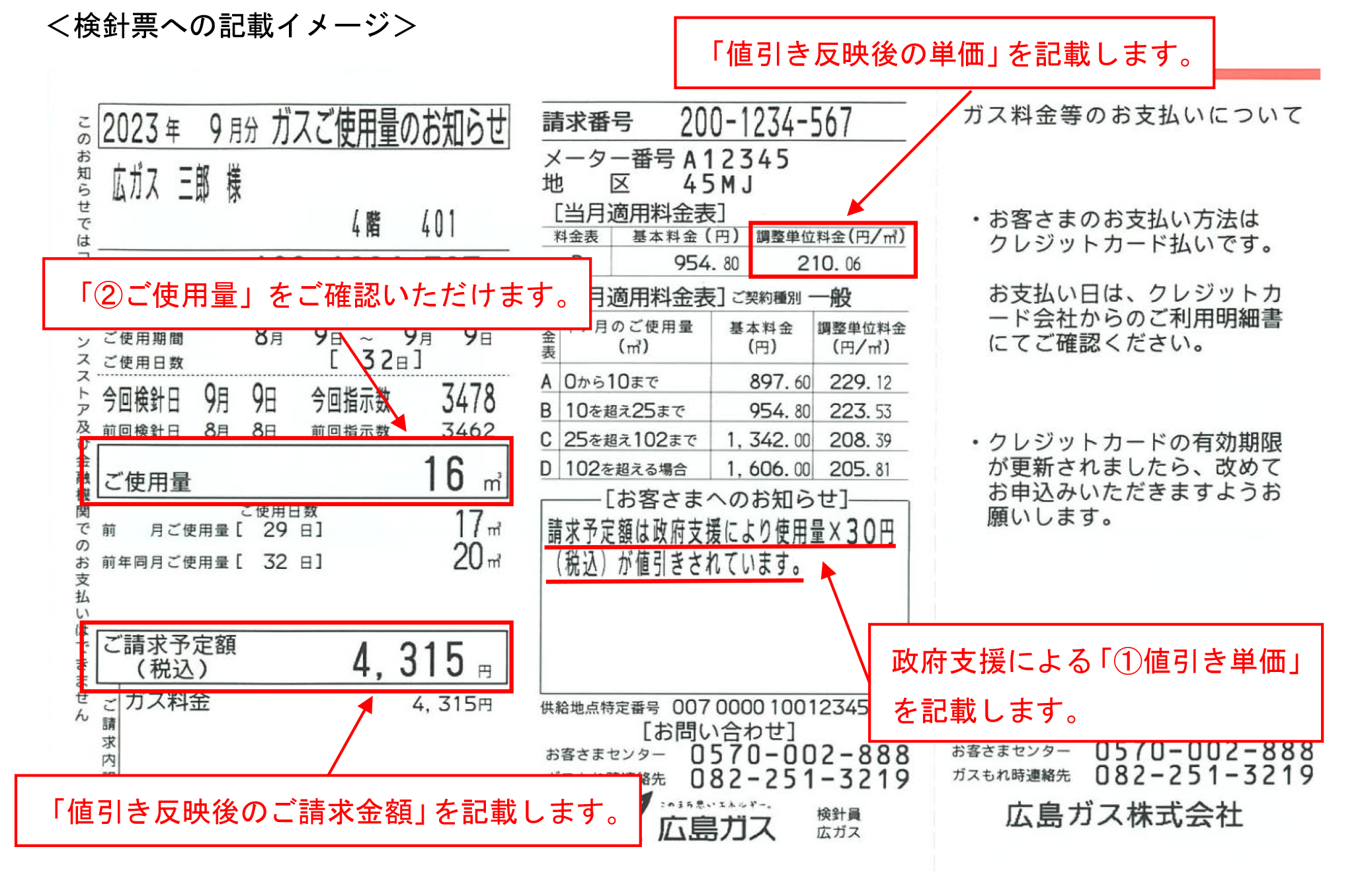 検針票への記載イメージ