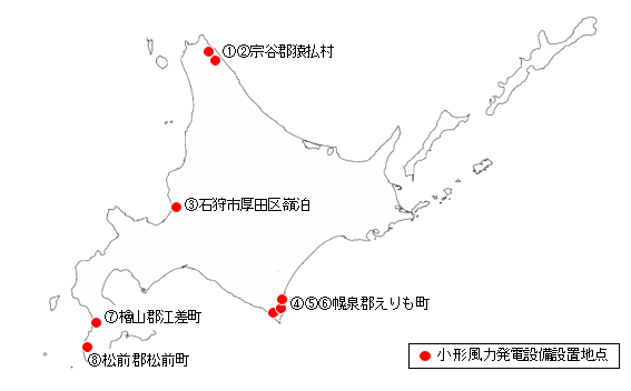 北海道小形風力発電所所在地